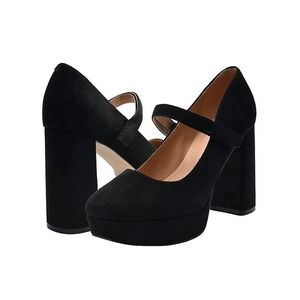 \NEW Marc Fisher Nicoly Platform Pumps In Black Faux Suede Mary Jane 9 MSRP$109
